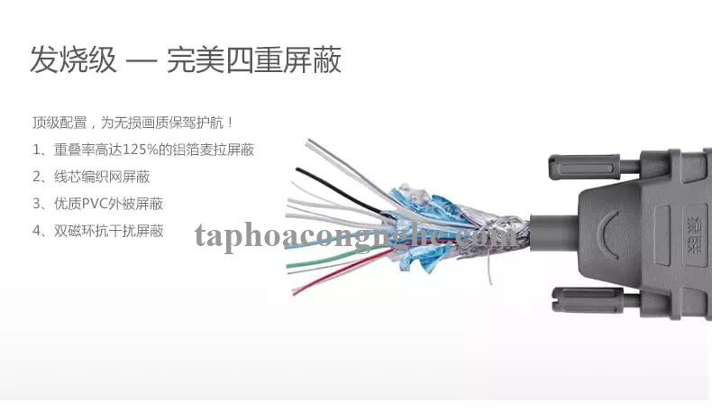 Ugreen 11661 3M màu Xám Cáp chuyển đổi DVI 24 + 5 sang VGA DV104 30011661